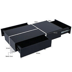 Acheter ComfortXL Table basse hautement brillante avec LED, noir et blanc, 100x50x34,5 cm