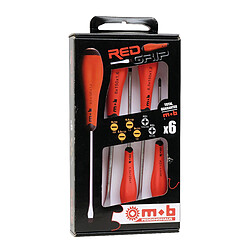 Mob Outillage Jeu de 6 tournevis Redgrip 4 fente + 2 PZ MOB 9129001201