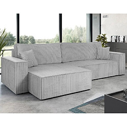 Bestmobilier Cezanne - canapé d'angle réversible 5 places convertible avec coffre en velours côtelé