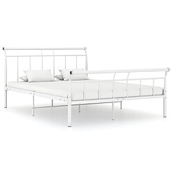 Maison Chic Lit adulte - Lit simple Cadre de lit,Structure du lit Contemporain Blanc Métal 140x200 cm -MN36224