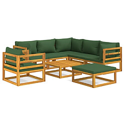 vidaXL Salon de jardin 8 pcs avec coussins vert bois massif