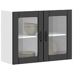 Acheter vidaXL Armoire murale de cuisine avec porte en verre Lucca noir