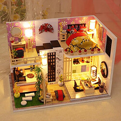 1/24 3d BRICOLAGE En Bois Maison de Poupée Kit avec Led Lumière, Miniature Maison, mini Assemblé Maison Modèle de Bâtiment avec Housse de protection,