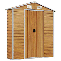 Helloshop26 Abri de jardin cabane cabanon maison de stockage remise extérieur hangar outils robuste clair 191 x 385 x 198 cm acier galvanisé marron 02_0022291 pas cher