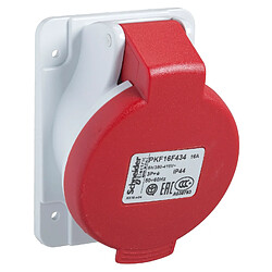 socle de prise inversée - pratika - 16a - ip44 - 220v - 2p+t - schneider electric pkf16f423