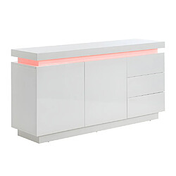 Vente-Unique Buffet EMERSON II - LEDs - 2 portes & 3 tiroirs - MDF laqué blanc pas cher