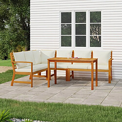 vidaXL Ensemble à manger de jardin coussins 5 pcs Bois acacia