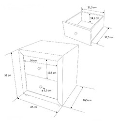 Acheter Decoshop26 Table de chevet en tissu noir avec 2 tiroirs de rangement MOC06008