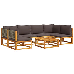 vidaXL Salon de jardin avec coussins 7 pcs bois massif d'acacia