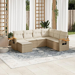 Maison Chic Salon de jardin avec coussins 7 pcs | Ensemble de Table et chaises | Mobilier d'Extérieur beige résine tressée -GKD76307