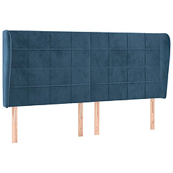 Maison Chic Tête de lit moderne avec oreilles pour chambre - Décoration de lit Bleu foncé 203x23x118/128 cm Velours -MN75502