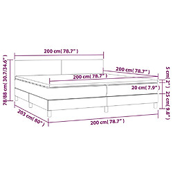 Acheter vidaXL Sommier à lattes de lit et matelas et LED Gris foncé 200x200 cm