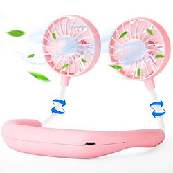 Avis (Rose) Ventilateur de Cou Portable Mains Libres Mini USB Rechargeable