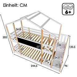 Acheter KOMHTOM Lits Superposés Enfant 90 X 200 Avec Escalier et Tiroirs - Protection Antichute - Multifonctionnel - En Bois Massif - Sans Matelas - Blanc