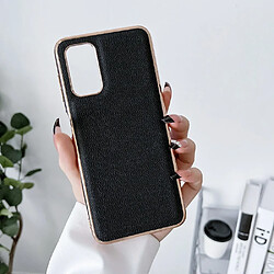 Coque en TPU + cuir véritable électroplaqué pour votre Xiaomi Redmi Note 11 4G (Qualcomm)/Note 11S 4G - noir