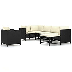 Maison Chic Salon de jardin 7 pcs + coussins - Mobilier/Meubles de jardin - Table et chaises d'extérieur Résine tressée Noir -MN66968