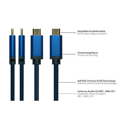 Good Connections® Smartflex Câble USB C vers HDMI 2.0b 4K UHD @ 60 Hz Boîtier en aluminium hautement flexible Bleu foncé 1 m