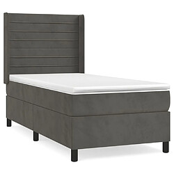 Maison Chic Lit Adulte - Lit simple Lit à sommier tapissier et matelas moelleux - Meuble de Chambre - Gris foncé 80x200 cm Velours -MN33481