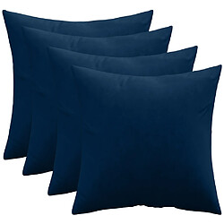 ICONIK INTERIOR Lot de 4 coussins en velours - housse et garnissage - Mesmal Bleu foncé