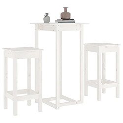 Avis vidaXL Ensemble de bar 3 pcs Blanc Bois de pin massif