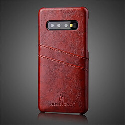 Avis Wewoo Coque Rigide Etui en cuir Fierre Shann Retro Oil cire PU pour Galaxy S10 Plus avec emplacements cartes Marron