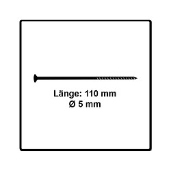 Fischer Power-Fast II FPF II Vis à bois aggloméré 5,0x110 mm, 50 pcs., tête fraisée, empreinte Torx, filetage partiel, zingué et passivé bleu ( 670673 )