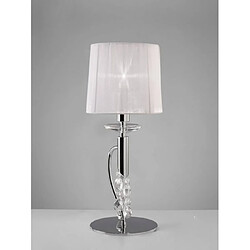 Luminaire Center Lampe de Table Tiffany 1+1 Ampoule E14+G9, chrome poli avec Abat jour blanc & cristal transaparent