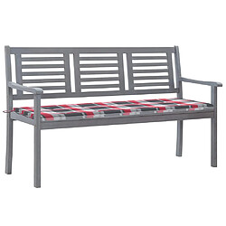 vidaXL Banc de jardin 3 places avec coussin 150 cm Gris Eucalyptus 