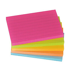 Notes repositionnables néon lignées Post-it 76 x 127 mm - bloc de 100 feuilles - Lot de 5