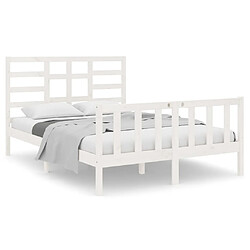 vidaXL Cadre de lit sans matelas blanc bois massif 120x190 cm