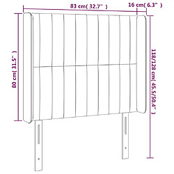 vidaXL Tête de lit à LED Noir 83x16x118/128 cm Tissu pas cher