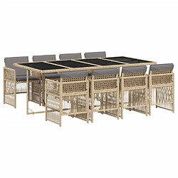 vidaXL Ensemble à manger de jardin et coussins 9 pcs mélange beige