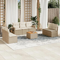 vidaXL Salon de jardin avec coussins 8 pcs beige résine tressée