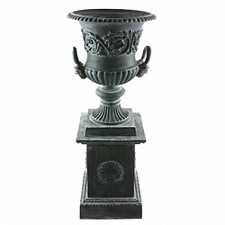 L'Héritier Du Temps Vasque et Socle Géant Vase Jardinière Extérieur de Château en Fonte Grise 44x44x111cm