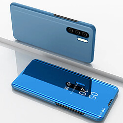 Etui en PU surface miroir avec fenêtre de visualisation bleu pour votre Huawei P30 Pro