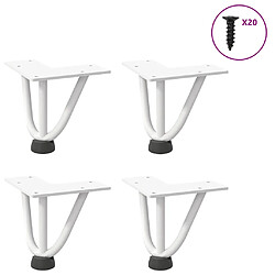 vidaXL Pieds de table en forme d'épingle à cheveux 4 pcs blanc 10 cm