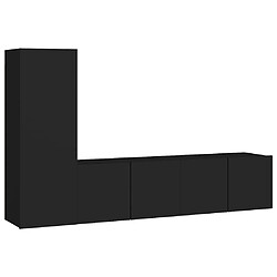 Maison Chic Ensemble de meubles TV 3 pcs | Banc TV Moderne pour salon | Meuble de Rangement - Noir Aggloméré -MN42786