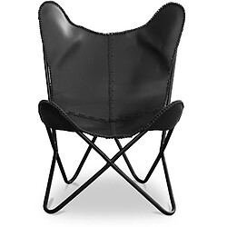 ICONIK INTERIOR Chaise en Cuir - Design Papillon - Wun Noir