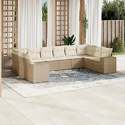 Maison Chic Salon de jardin avec coussins 10 pcs, Ensemble Tables et chaises de jardin, beige résine tressée -GKD413213