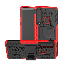 Wewoo Coque Pneu Texture TPU + PC antichoc pour Galaxy A9 (2018), avec support (rouge)