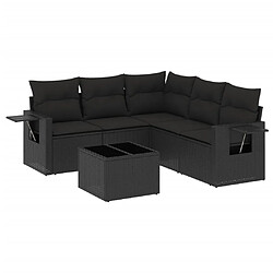 vidaXL Salon de jardin 6 pcs avec coussins noir résine tressée