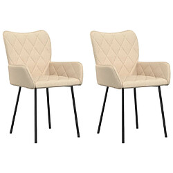 vidaXL Chaises à manger lot de 2 crème tissu