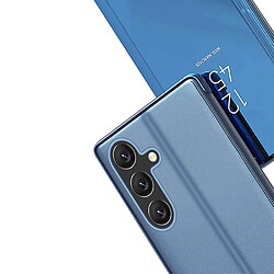 Avis Htdmobiles Housse pour Samsung Galaxy A54 5G - etui portefeuille miroir clear view + verre trempe - BLEU