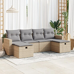 vidaXL Salon de jardin avec coussins 6 pcs beige résine tressée