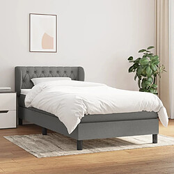 Maison Chic Lit adulte- Lit + matelas,Sommier à lattes de lit avec matelas Gris foncé 100x200cm Tissu -GKD31063