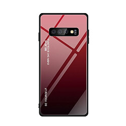 Wewoo Coque Pour Galaxy S10 Gradient Color Glass Case Rouge