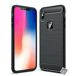 Htdmobiles Coque silicone gel carbone pour Apple iPhone XS Max + film ecran - NOIR