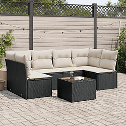 Maison Chic Salon de jardin 7 pcs avec coussins | Ensemble de Table et chaises | Mobilier d'Extérieur noir résine tressée -GKD18761