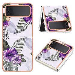 Coque en TPU motif floral en marbre, électroplaqué IMD, anti-rayures pour votre Samsung Galaxy Z Flip4 5G - Fleurs pourpres