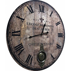 L'Héritier Du Temps Horloge Murale Pendule Ronde de Cuisine ou Salon en Bois et Papier Ecole De Cuisine St Huber 4x58x58cm